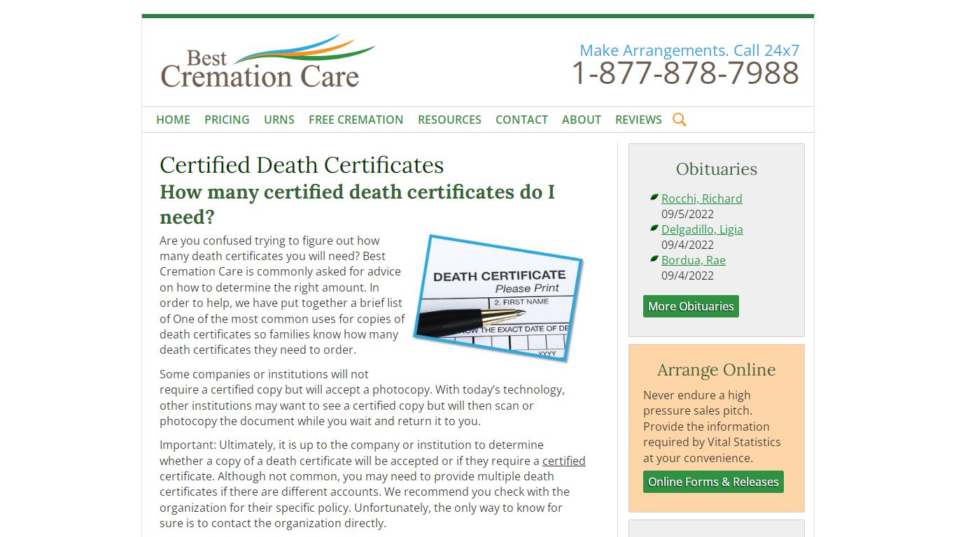 How many Death Certificates do you Need? | Best Cremation Care